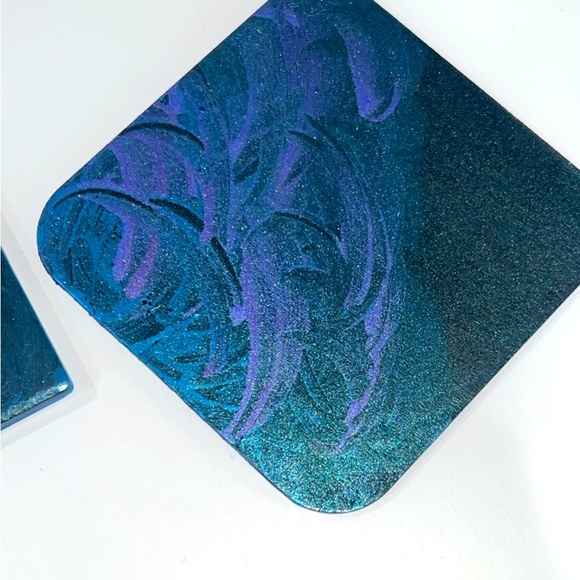 Handmade One of a Kind Coaster Set 4x4 & 5x5 - Picture 3 of 5